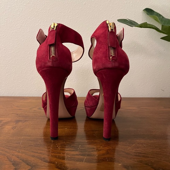 Prada Suede Platform Peep Toe Heels - Picture 3 of 10